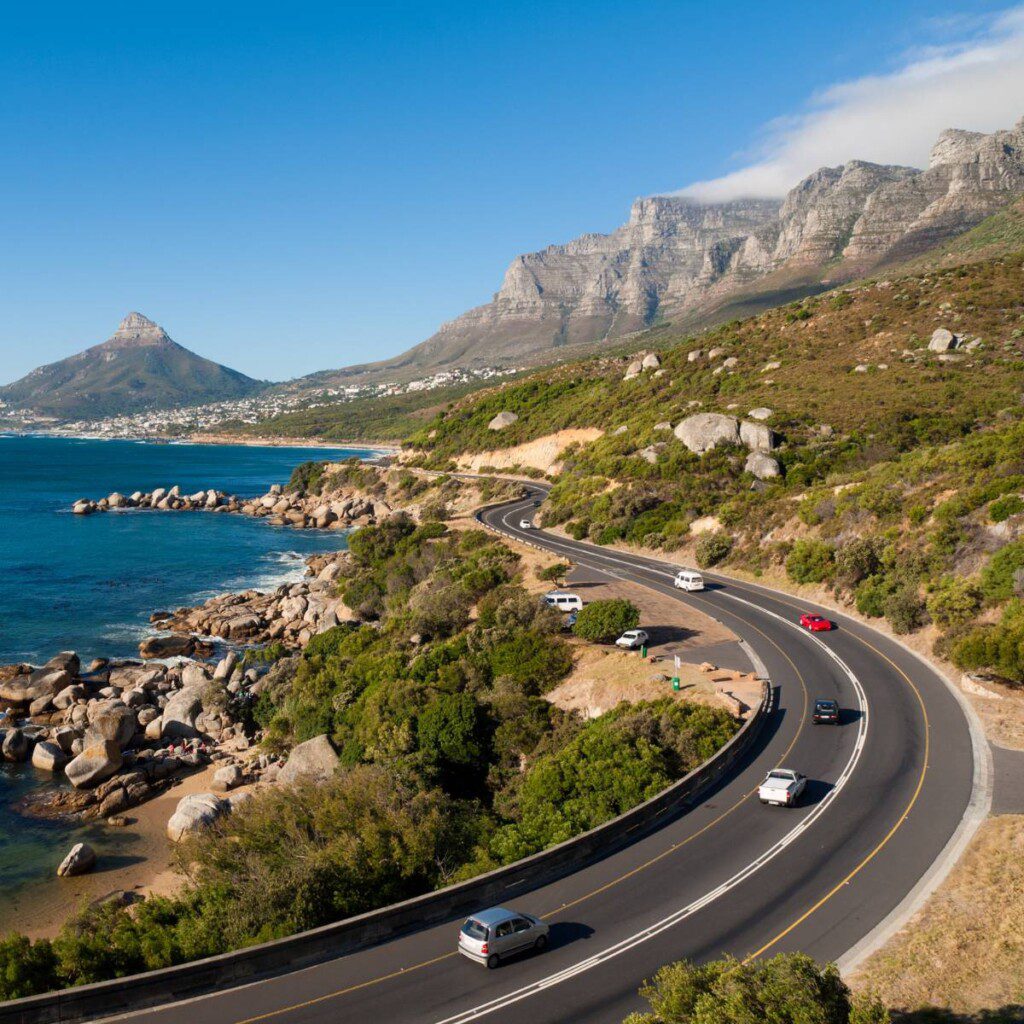 Scenic coastal view of the Garden Route with winding roads and oceanfront, South Africa