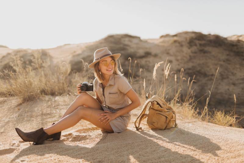 Woman enjoying a safari adventure in South African