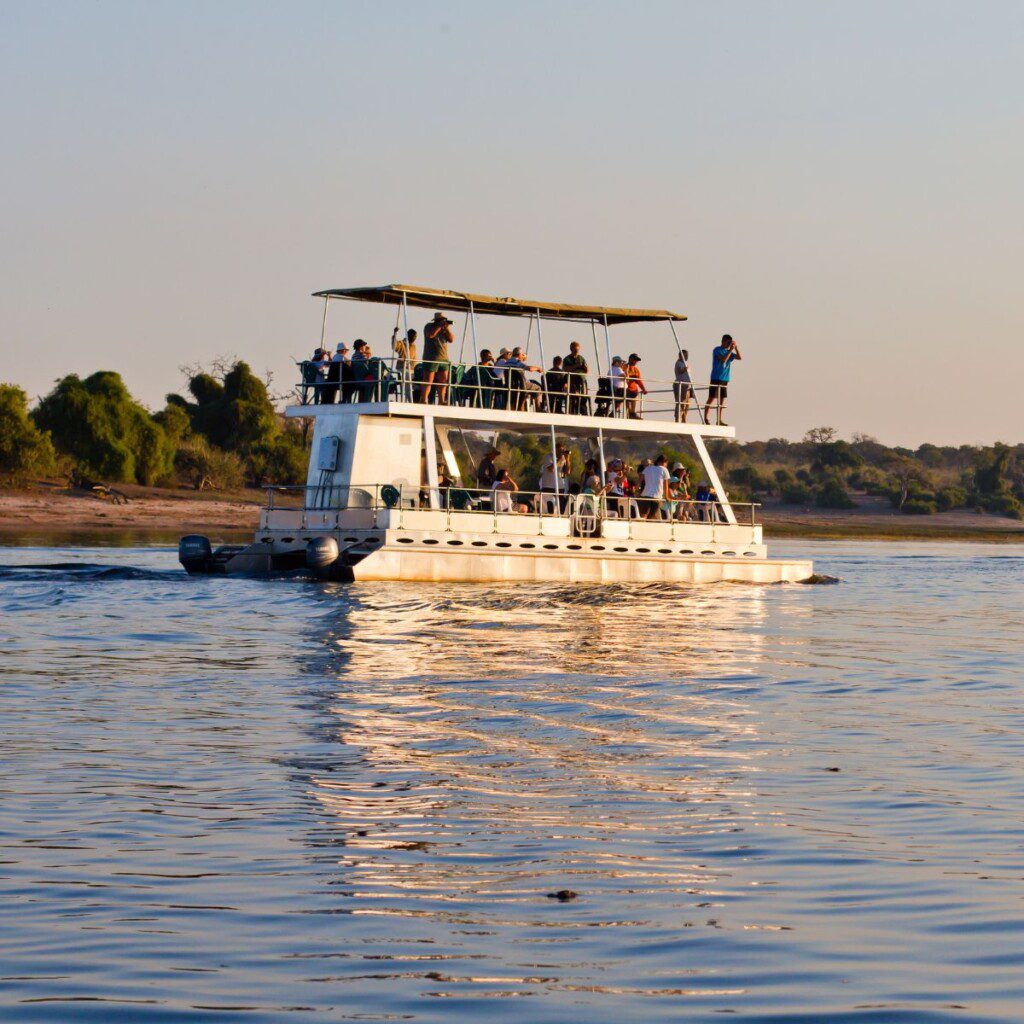 A scenic river cruise on the Chobe River, a serene experience for Botswana travellers.